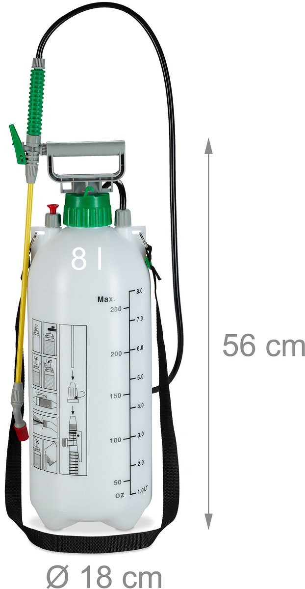 8 liter verstelbare sproeikop voor water en gewasbeschermingsmiddel - onkruidsproeier 3 bar wit van Merkloos	 — afbeelding 4