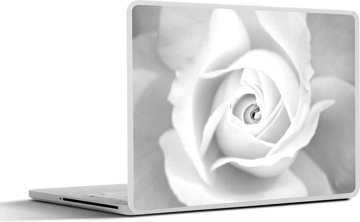 Afbeelding van product SleevesAndCases  Laptop sticker - 10.1 inch - Close-up van roos - zwart wit