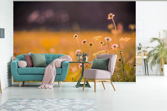 Papier peint photo peint photo vinyle - Fleurs roses au soleil largeur 330 cm x hauteur 220 cm - Tirage photo sur papier peint (disponible en 7 tailles)