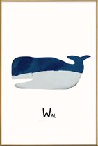JUNIQE - Poster met kunststof lijst Wal -13x18 /Blauw