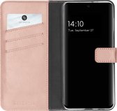 Samsung Galaxy S21 FE Hoesje met Pasjeshouder - Selencia Echt Lederen Booktype - Roze