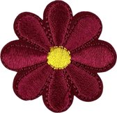 Kleine Madeliefje Strijk Patches 4 x 4 cm Bordeaux Rood