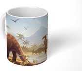 Mok - Koffiemok - Dinosaurus - Landschap - Tropisch - Kinderen - Jongens - Mokken - 350 ML - Beker - Koffiemokken - Theemok