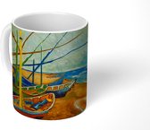 Mok - Koffiemok - Vissersboten op het strand - Vincent van Gogh - Mokken - 350 ML - Beker - Koffiemokken - Theemok