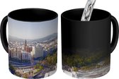 Magische Mok - Foto op Warmte Mok - Panorama skyline van de Spaanse stad Malaga - 350 ML