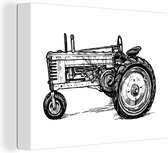 Canvas Schilderij Vintage tractor - 80x60 cm - Wanddecoratie