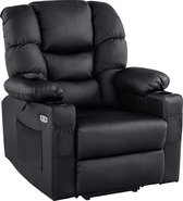 Bobby's Luxe Relax stoel - Ligpositie 170 Graden - Voetensteun - Chill stoel - USB Aansluiting - Zwart - Leer - Retro - Tv stoel - Sta Op Functie - 3 Motoren -‎ 90 x 84 x 108 cm