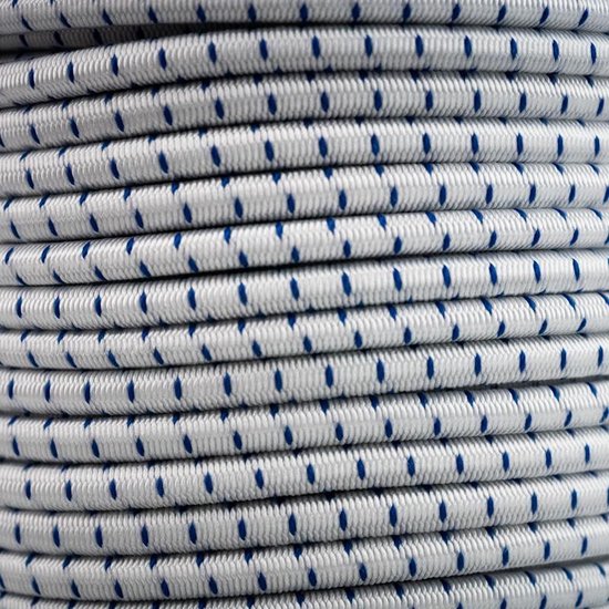 Afdekzeilwinkel - Elastisch koord 10mm blauw-wit gestreept op rol - 100 meter van Merkloos — afbeelding 4