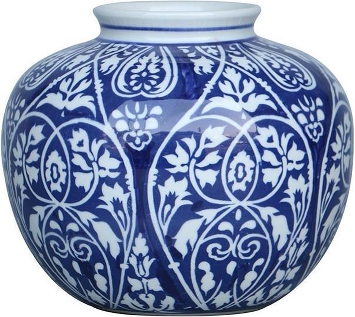 Fine Asianliving Chinese Vaas Blauw Wit Porselein D23xH20cm Blauw, Wit