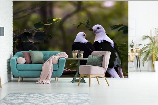 Papier peint photo peint vinyle - Deux oiseaux sur une branche largeur 360 cm x hauteur 240 cm - Tirage photo sur papier peint (disponible en 7 tailles)