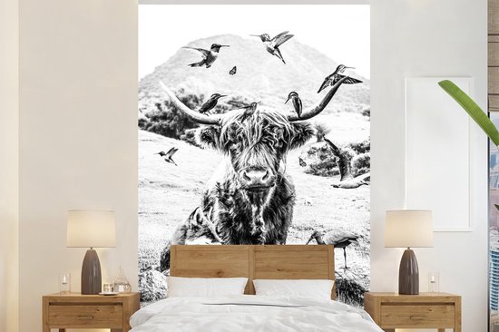 Behang - Fotobehang Schotse hooglander - Dieren - Berg - Breedte 170 cm x hoogte 260 cm