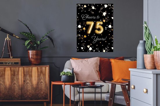 Stickers muraux - Film autocollant - Anniversaire - 75 ans - Or - 60x80 cm - Film adhésif - Stickers muraux muraux Chambre d'enfant - Papier peint autocollant - Papier peint autocollant - Film autocollant