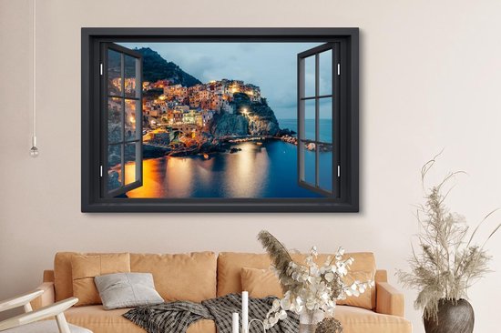 Peinture sur toile See Through - Italie - Mer - 180x120 cm - Décoration murale XXL
