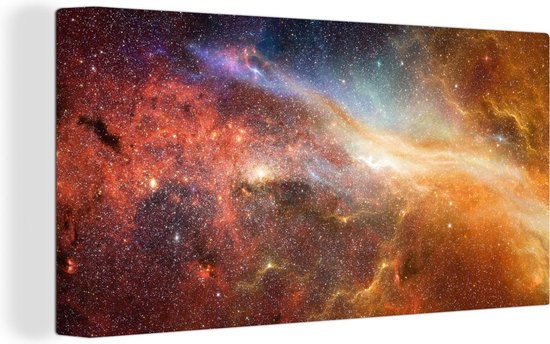 Toile Peinture Espace - Etoiles - Oranje - 80x40 cm - Décoration murale