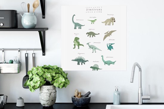 Affiche Nursery - Dinosaurus - Wit - 50x50 cm