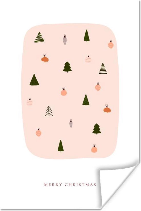 Poster Kerstbomen Kerstballen Quotes Patronen 120x180 cm XXL