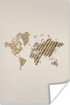 Poster Wereldkaart - Touw - Design - 60x90 cm