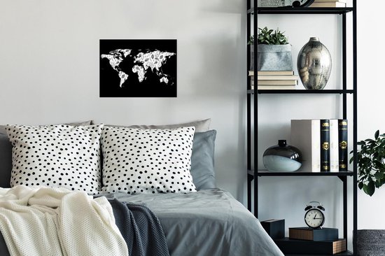 Affiche - Wereldkaart - Plantes - Zwart - 40x30 cm