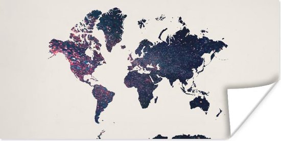 Carte du Wereldkaart murale - Carte du Wereldkaart - Etoiles - Espace - 40x20 cm - Affiche