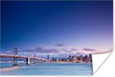 Skyline vanaf de Golden Gate Bridge Poster 60x40 cm - Foto print op Poster (wanddecoratie woonkamer / slaapkamer) / Amerikaanse steden Poster