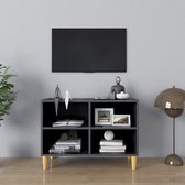 Tv-meubel met houten poten 69,5x30x50 cm hoogglans grijs