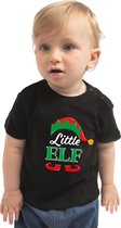 Little elf Kerst t-shirt - zwart - babys - Kerstkleding / Kerst outfit 80 (7-12 maanden)