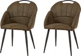 FAÇONS. – Chaises de salle à manger en cuir artificiel – Vert mousse – Design Fris et élégant – Pieds en bois – 2 pièces