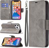 iPhone 13 Pro Hoesje - MobyDefend Wallet Book Case Met Koord - Grijs - GSM Hoesje - Telefoonhoesje Geschikt Voor: Apple iPhone 13 Pro