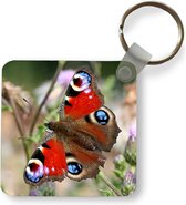 Sleutelhanger - Dagpauwoog vlinder - Plastic - Rond - Uitdeelcadeautjes