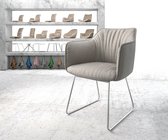Gestoffeerde-stoel Elda-Flex met armleuning slipframe roestvrij staal stripes lichtgrijs