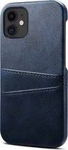 Mobiq - Portefeuille à pression en cuir pour iPhone 12 / iPhone 12 Pro 6,1 pouces | Bleu