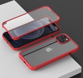 iPhone 13 Pro Full Body Hoesje met Glazen Screenprotector - 360 graden bescherming voor je iPhone 13 Pro - Voor- en achterkant van glas - Mobiq Rugged 360 Case iPhone 13 Pro rood