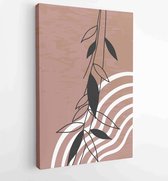 Earth tone boho gebladerte lijntekeningen tekenen met abstracte vorm. Abstract Plant Art-ontwerp voor print, omslag, behang, minimale en natuurlijke kunst aan de muur. 3 - Moderne