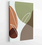 Earth tone boho gebladerte lijntekeningen tekenen met abstracte vorm. Abstract Plant Art-ontwerp voor print, omslag, behang, minimale en natuurlijke kunst aan de muur. 2 - Moderne