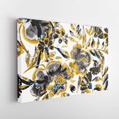 Onlinecanvas - Schilderij - Aquarel Naadloze Patroon Met Hand Getrokken Abstracte Bloemen. Art Horizontaal Horizontal - Multicolor - 80 X 60 Cm
