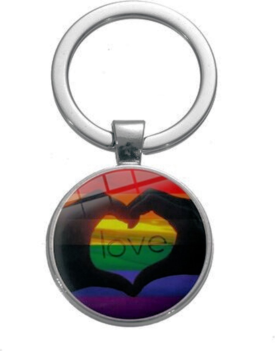 GoedeDoelen.Shop | Sleutelhanger Rainbow Lovesign | LGBTQ | Rainbow | Pride | Love is Love | Statement | Sleutelring