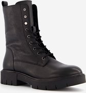 TwoDay leren dames veterboots - Zwart - Maat 37 - Echt leer