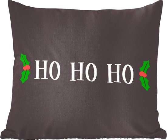 Sierkussens - Kussentjes Woonkamer - 50x50 cm - Kerst quote "Ho ho ho" tegen een zwarte achtergrond - Kerstversiering - Kerstdecoratie voor binnen - Woonkamer