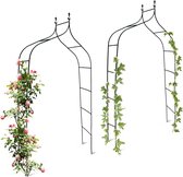 Relaxdays 2x rozenboog metaal dubbele spits - weervast - plantensteun - tuinboog - groen