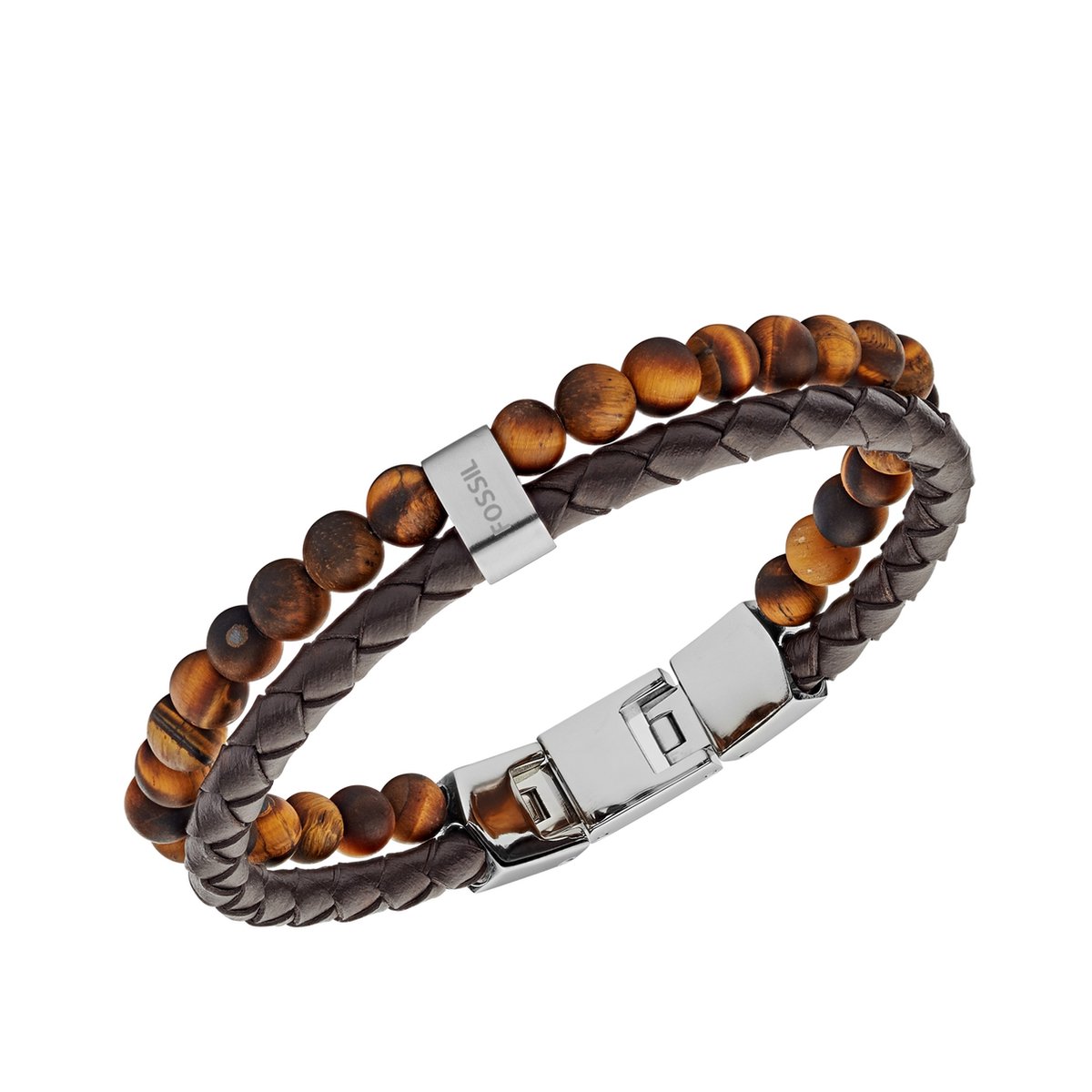 Fossil Vintage Casual JF03118040 Herenarmband 18 cm - Bruin