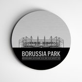 Borussia-Park Muurcirkel Premium - Borussia Münchengladbach Voetbalstadion Muurdecoratie - Zwart Wit - dibond butler finish 90cm