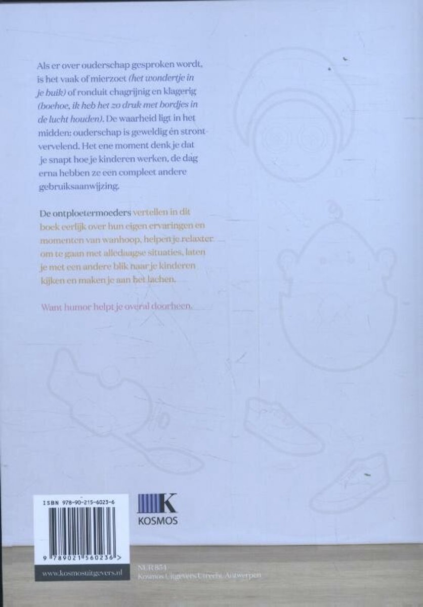 Boek met tekst en schetsen van babykleding en schoenen. ISBN 978-90-215-6023-6. KOSMOS.