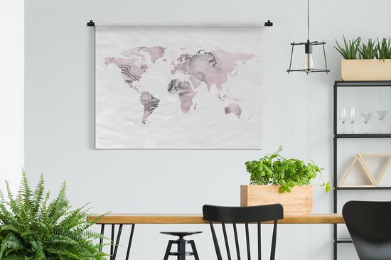 Tapisserie - Tapisserie - Wereldkaart - Peinture - Rose - 120x90 cm - Tapisserie