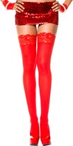 Lange Kousen Met Kanten Rand - Rood - Sexy Lingerie & Kleding - Beenmode - Dames Lingerie - Kousen