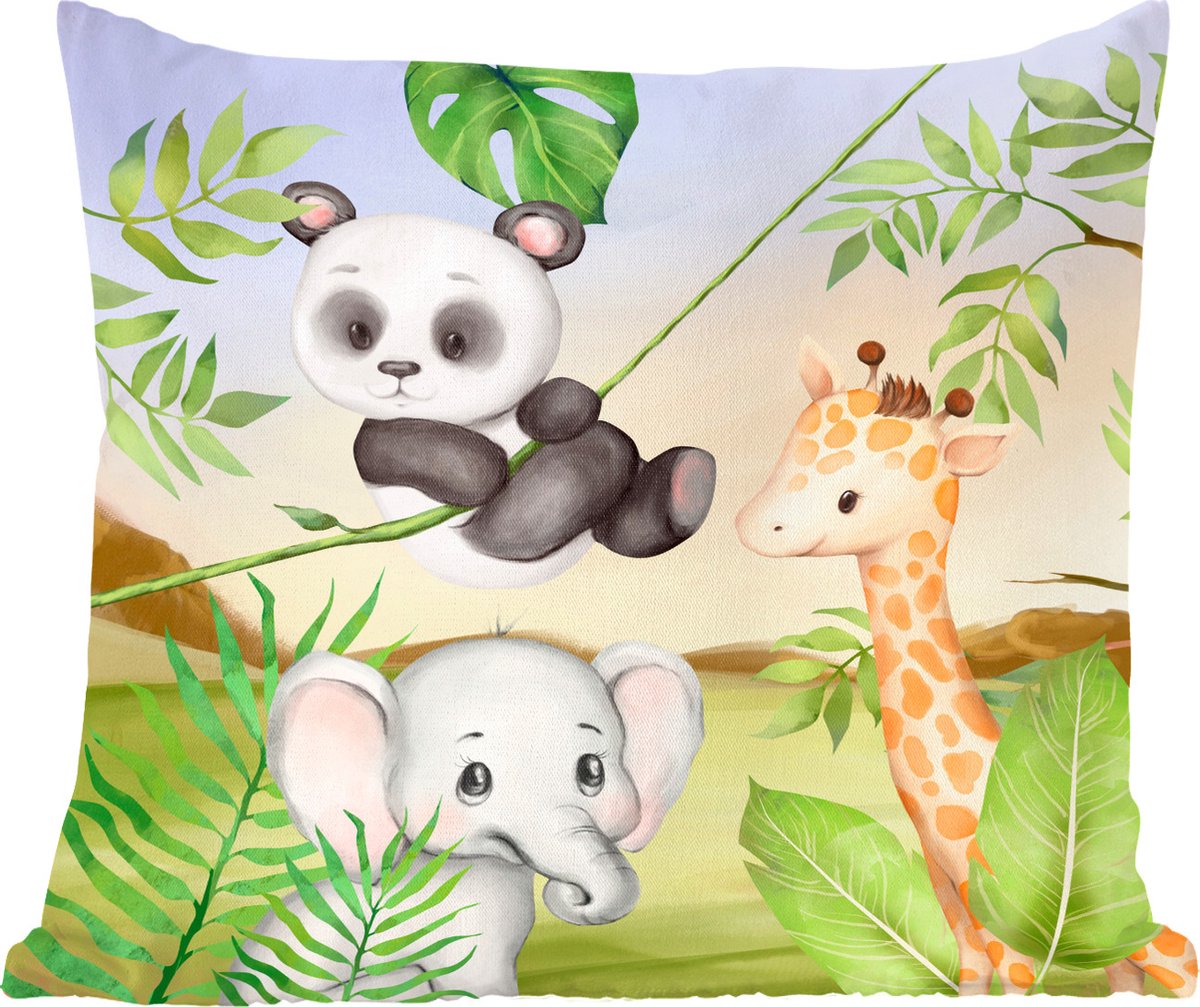 Sierkussens - Kussentjes Woonkamer - 45x45 cm - Jungle - Bladeren - Dieren - Groen