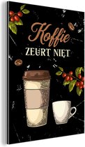 Wanddecoratie Metaal - Aluminium Schilderij Industrieel - Koffie - Mokken - Bessen - 30x40 cm - Dibond - Foto op aluminium - Industriële muurdecoratie - Voor de woonkamer/slaapkamer - Cadeau voor vrouw - Cadeau voor man