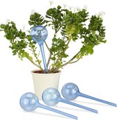 Relaxdays 4x waterdruppelaar - watergeefsysteem voor kamerplanten - druppelsysteem blauw