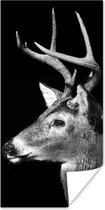 Poster Dierenprofiel hert in zwart-wit - 80x160 cm