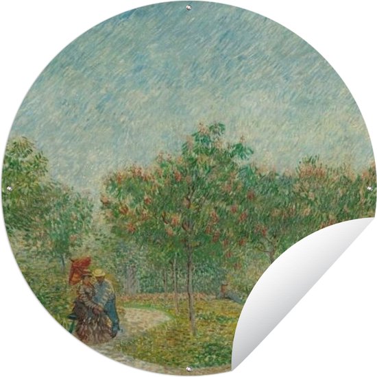 Tuincirkel Tuin met geliefden - Vincent van Gogh - 90x90 cm - Ronde Tuinposter - Buiten