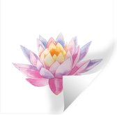 Sticker Muursticker Aquarelle Plantes - Illustration aquarelle nénuphar - 120x120 cm - film adhésif autocollant - sticker mural repositionnable XXL /